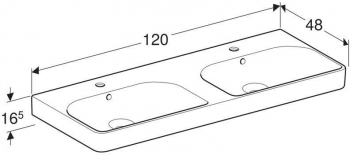 Раковина двойная GEBERIT Smyle Square 120х48 500.223.01.1. Фото