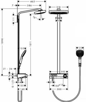 Душевая стойка Hansgrohe Raindance Select Push 300 3jet Showerpipe хром 27127000. Фото