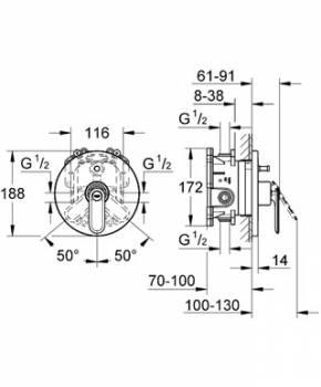 Смеситель для душа GROHE Veris 19344000 (внешняя часть). Фото