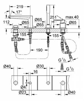 Cмеситель для ванны GROHE Eurodisc Сosmopolitan 19574002. Фото