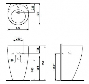 Раковина напольная LAUFEN Alessi IL Bagno 52х53 8.1197.1.400.104.1. Фото