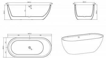 Ванна акриловая отдельностоящая BELBAGNO BB203-1800-830. Фото