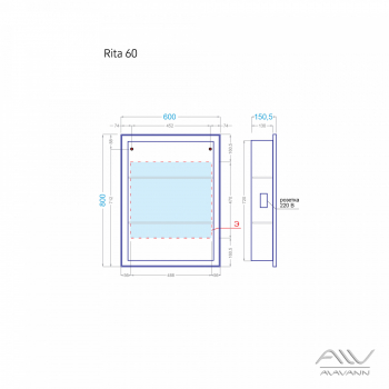 Зеркальный шкаф ALAVANN Rita 60