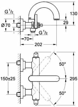 Смеситель для ванны GROHE Atrio Jota 25011000. Фото