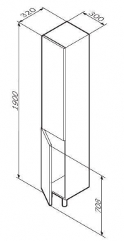 Шкаф-пенал напольный 30 см, левый, белый глянец AM.PM Gem M90CSL0306WG. Фото