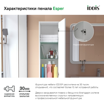 Пенал подвесной 35 см Esper белый IDDIS ESP35W0i97. Фото