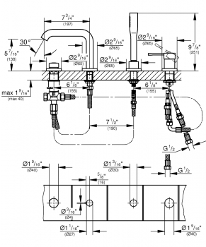 GROHE 19578DL1 Essence+ Смеситель для ванны на 4 отверстия. Фото