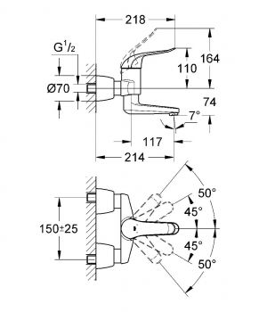 Смеситель для раковины GROHE Euroeco Special 32771000. Фото