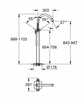 GROHE 23318DA0 Grandera Смеситель однорычажный для ванны, напольный монтаж. Фото