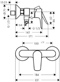 Смеситель для душа Hansgrohe Talis E 71760700. Фото