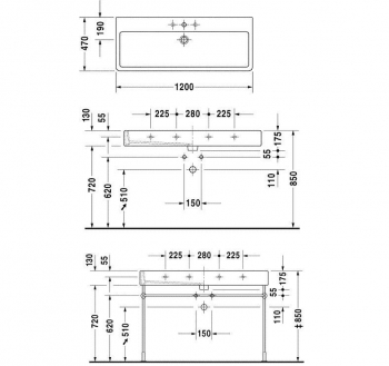 Раковина для столешницы DURAVIT Vero 120х47 0454120000. Фото