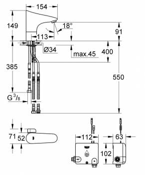 GROHE 36387000 Europlus E Инфракрасная электроника для раковины со смешиванием, с системой энергонакопления, 6V. Фото