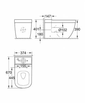 Унитаз приставной GROHE Euro Ceramic 39338000. Фото