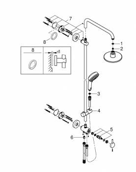 Душевая система GROHE New Tempesta Cosmopolitan 26225000. Фото