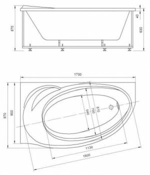 Ванна АКВАТЕК Бетта 170х97 без гидромассажа. Фото