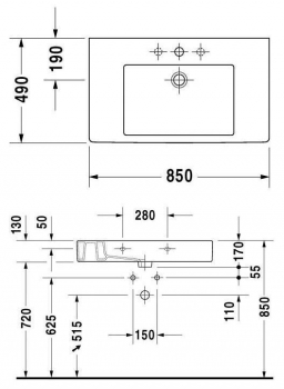 Раковина для мебели DURAVIT VERO 85х49 0329850000. Фото