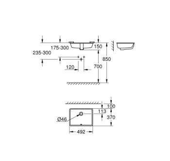 Раковина встраиваемая GROHE Cube Ceramic 49х37 3948000H. Фото