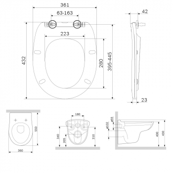 Унитаз подвесной безободковый с сиденьем микролифт AM.PM Sense C741700SC. Фото