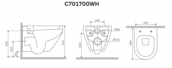 Унитаз подвесной безободковый FlashClean, без сиденья AM.PM Spirit 2.0 C701700WH. Фото