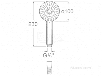 Душевая лейка ROCA Stella 100/3F A5B1B03C07. Фото
