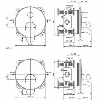 Смеситель термостатический для душа IDEAL STANDARD Ceraflex A6725AA (внешняя часть). Фото