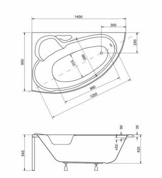 Акриловая ванна BESCO Finezja Nova 140 L WAF-140-NL. Фото