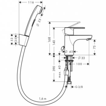 Смеситель для раковины HANSGROHE Tails E2 31165000. Фото