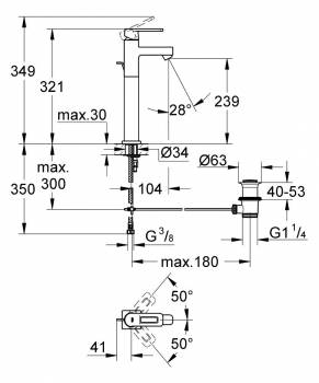 Смеситель для раковины GROHE Quadra 32633000. Фото
