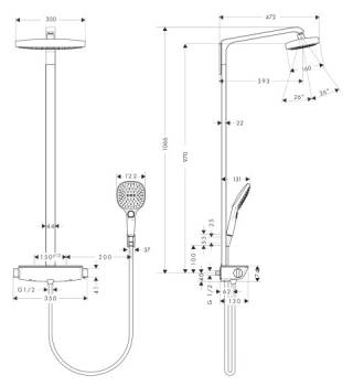 Душевая система HANSGROHE Raindance Select Showerpipe E300 2 jet 27128400. Фото