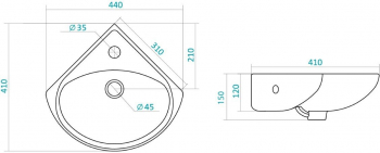 Умывальник угловой SANTEK Ирис 44х41 1.WH11.0.514. Фото