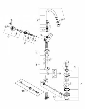 Смеситель для раковины GROHE Costa 21375001. Фото