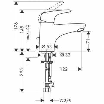 Смеситель для раковины HANSGROHE Metris E 31070000. Фото