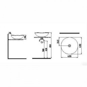 Раковина на столешницу BIEN Flash 490 FLLG04901FD0W3000. Фото