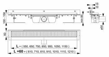 Водоотводящий желоб ALCAPLAST Flexible APZ4-850. Фото