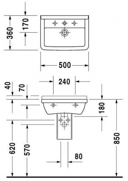 Раковина подвесная DURAVIT STARCK 3 50х36 0300500000. Фото