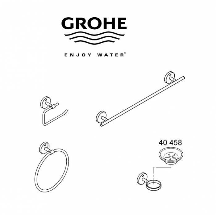 Набор аксессуаров GROHE BauCosmopolitan  40622000 (5 предметов) для ванной комнаты. Фото