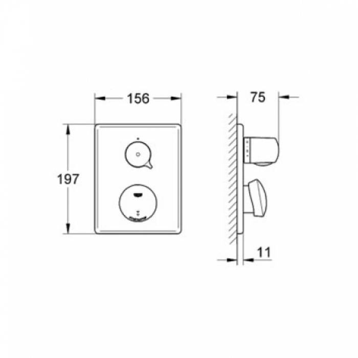 Смеситель термостатический для душа GROHE Eurodisc SE 36247000 (внешняя часть). Фото
