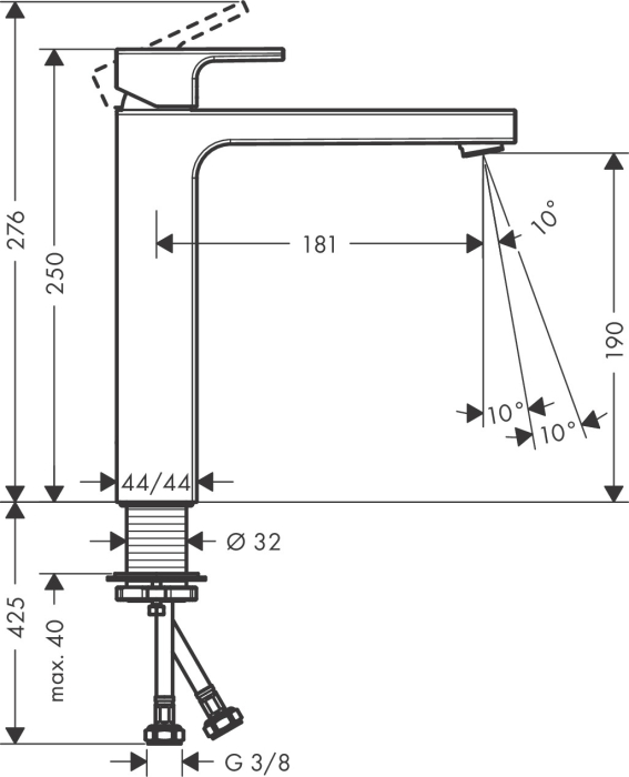 Смеситель для раковины Hansgrohe Vernis Shape 71591670 матовый черный. Фото