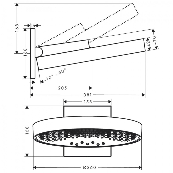 Верхний душ Hansgrohe Rainfinity 360 3jet 26234000. Фото