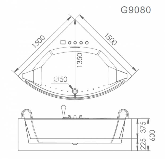 Акриловая ванна GEMY G9080 O. Фото