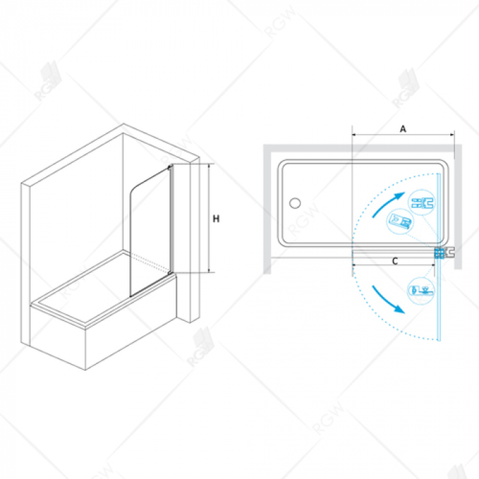 Шторка на ванну RGW SCREENS SC-01 03110108-11 80 см. Фото