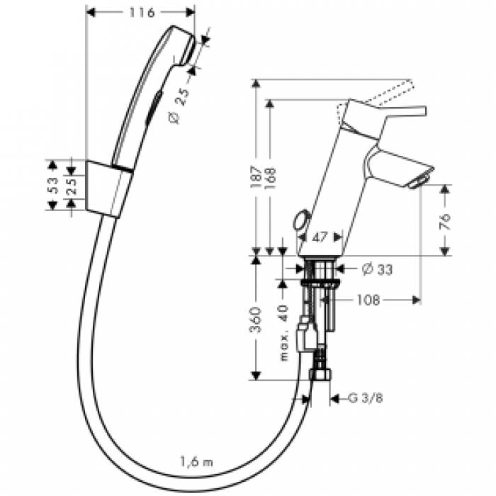 Смеситель для раковины HANSGROHE Tails S2 32140000. Фото