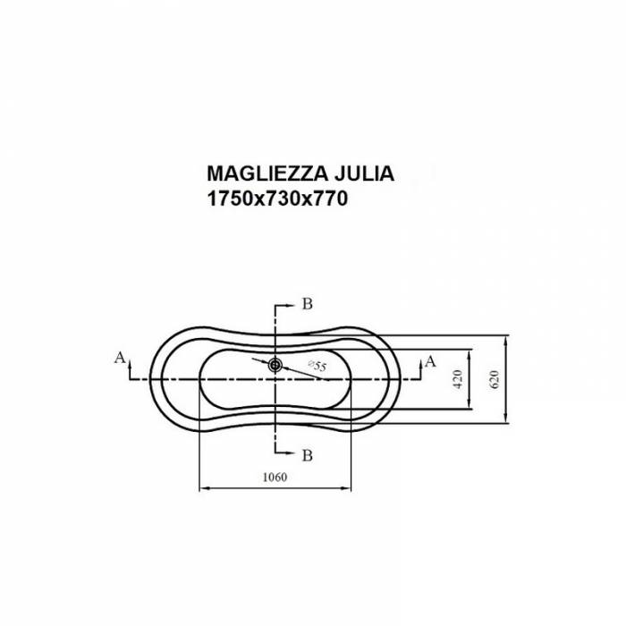 Ванна акриловая MAGLIEZZA Julia 175х70 (ножки золото). Фото