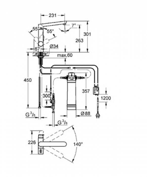 Смеситель для мойки GROHE Blue K7 31344001. Фото