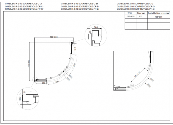 Душевой угол CEZARES Giubileo GIUBILEO-R-2-80-SCORREVOLE-CP-Br. Фото
