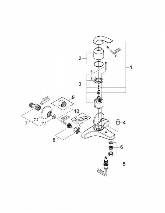 GROHE 32806000 BauCurve Смеситель для ванны. Фото
