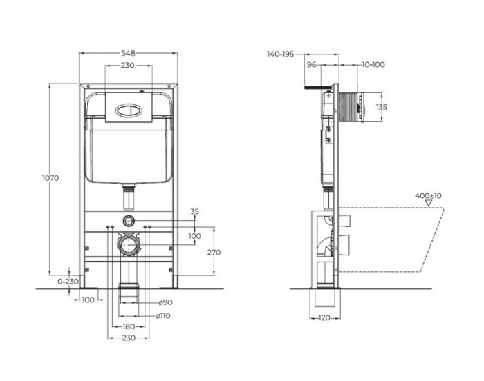 Инсталляция для подвесного унитаза с усиленными креплениями BelBagno BB025. Фото