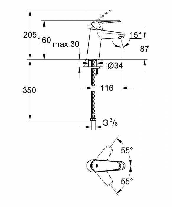 Смеситель для раковины GROHE Eurodisc Cosmopolitan 3246920E. Фото