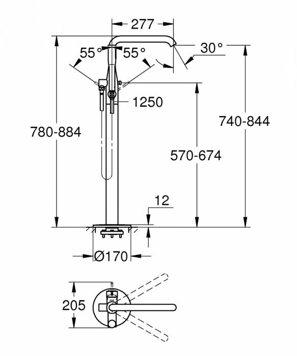 GROHE 23491EN1 Essence+ Смеситель для ванны, напольный монтаж. Фото