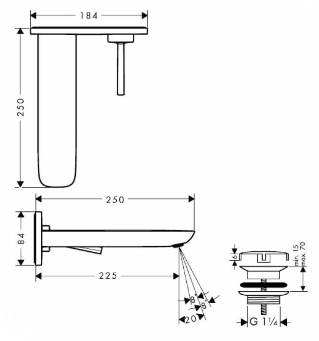 Смеситель для раковины HANSGROHE PuraVida 15085400 (внешняя часть). Фото